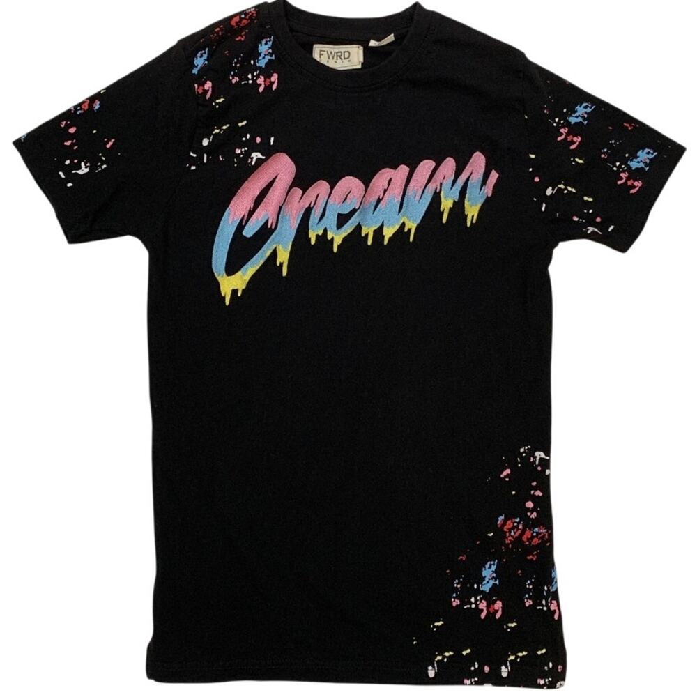 FWRD Denim Paint Splatter Cream Shirt Embroidered Pastel Men S Unisex Streetwear